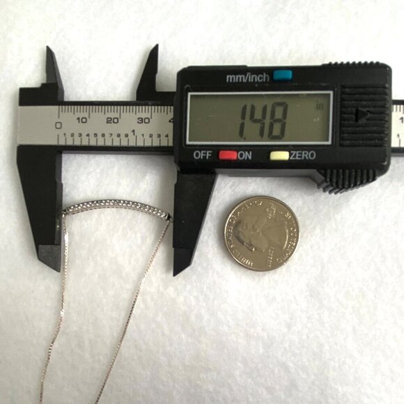 Hearts Of Pandora Sterling Silver 925 ALE CZ Curved Bar Necklace Adjustable 20" - Picture 15 of 16